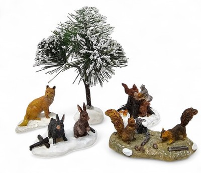 Lemax Christmas Village WOODLAND ANIMALS Bunnies Fox Squirrels Trees  Figurines 