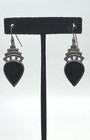 925 Sterling Silver Faux Onyx Teardrop Dangle Earrings 10.6g — photo 1