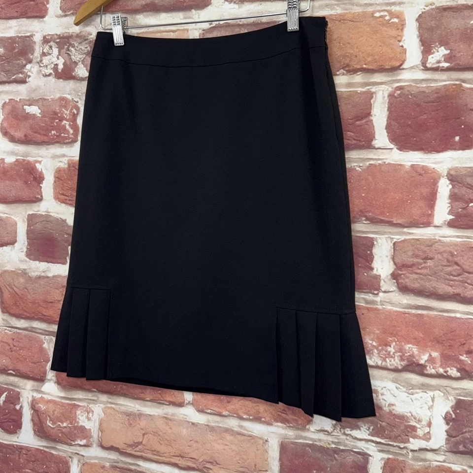 Falda Tahari Arthur S Levine para mujer 6 lisa negra plisada carrera oficina trabajo Foto 3 de 4