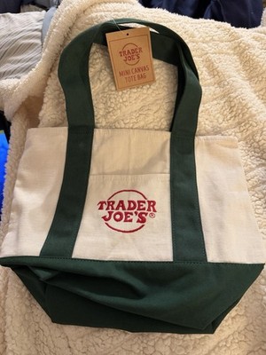 Trader Joe's Mini Canvas Tote Bag Set Foldable Multicolor Small - Pack of 4