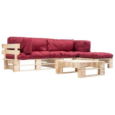 Palettensofa Kissen Garten Palettenmöbel Sofa Ecksofa Lounge 4-tlg. Holz vidaXL