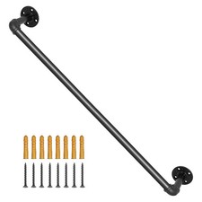 3FT Pipe Stair Handrail, 440LBS Carbon Steel, Wall-Mounted, Indoor/Outdoor