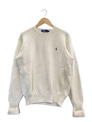 POLO RALPH LAUREN Knit Sweater (Lightweight) Size M, Cotton, White, Solid Color