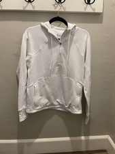 Athleta Unstoppable Fleece Lined Half Zip Sweatshirt White Small EUC