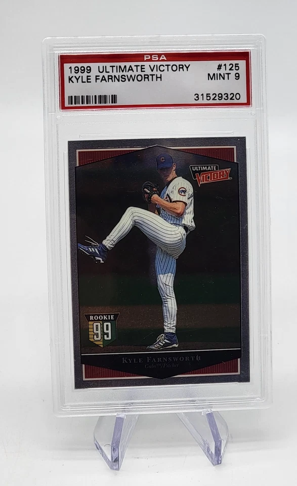 Tarjeta de radiocontrol Ultimate Victory 1999 Kyle Farnsworth Chicago Cubs novato PSA 9 Low Pop Foto 3 de 4