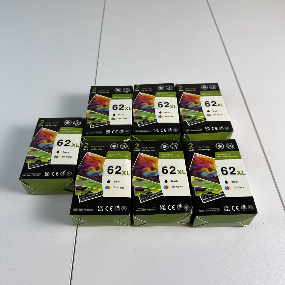 Lot of 7 - 62XL High Yield Ink Cartridges -7 Black & 7 Tri-Color - New in Box - Image 2 of 4