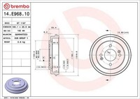 2X Brembo 14.E968.10 Bremstrommel Hinten FüR KIA