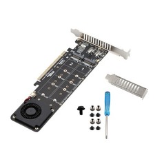 PCIE 4.0 x16 To M.2 M-Key NVME SSD Expansion Split Card Supports 4 Nvme M.2 SSD