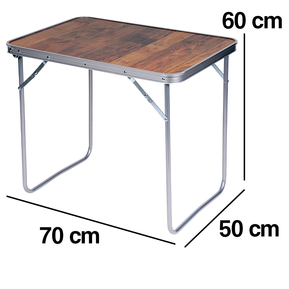 Tavolo da Campeggio Picnic Effetto Legno Tavolino Pieghevole Esterni 70x50x60cm