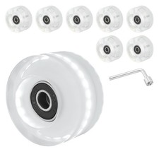 8 Pack Double Row Roller Skate Wheels Set 58mm 82A Light Up White