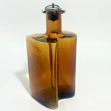 Mid-Century Modern Danish Amber Glass Decanter Holmegaard 'Hivert' The Swig Jug