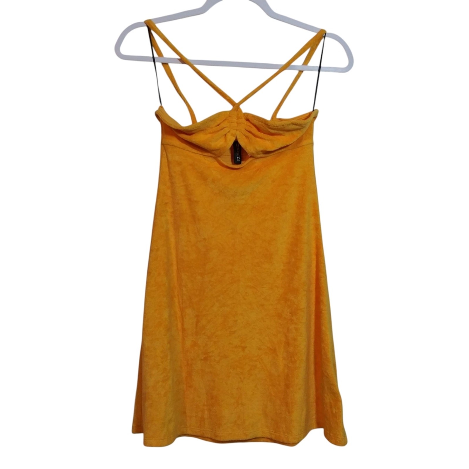 H&M Divided Orange Terry Cloth Halter Bandeau Mini Dress Swim Cover Up Size XS