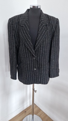 Crombie, Blazer vintage Crombie nero grigio lana UK 10 righe giacca made in UK su misura