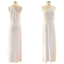 REFORMATION Evelyn Dress Maxi Gown Ivory Chiffon One Shoulder Asymmetrical 8 NWT