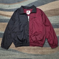 Nike Men  s Windbreaker Jacket Burgundy  Black Half-Zip Logo Size Large Vintage
