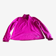 Under Armour Storm Womens Large Pink 1/4 Zip Fleece Pullover ColdGear Athletic