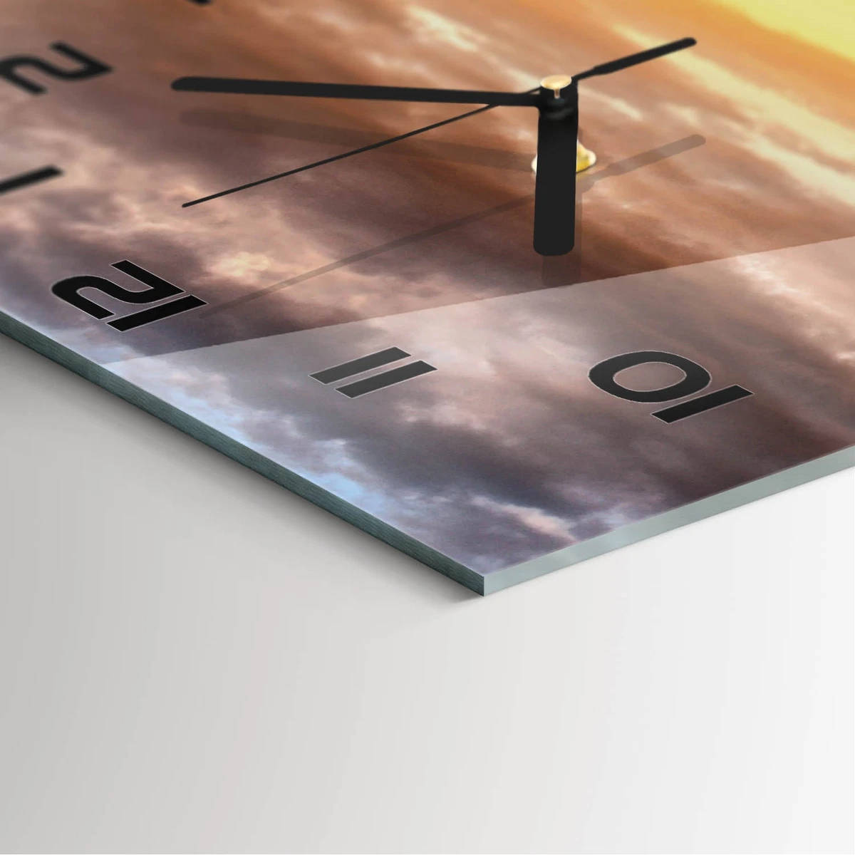 Reloj de Pared Rectangular Decorativo Cristal Templado Campo de Trigo 30x60 cm