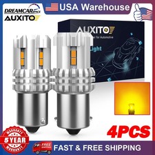 4pcs AUXITO 1156 BA15S 7506 Amber LED Brake Turn Signal Light Canbus Bright Bulb