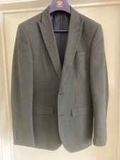 Next mens charcoal grey suit slim fit jacket 36R trousers 30" waist R