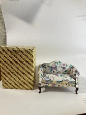 Vintage Concord Queen Anne Sofa, Couch, Loveseat, Dollhouse Miniature