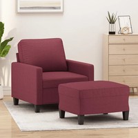 Sessel Mit Hocker Weinrot Stoff 60 Cm Sitzbreite Lounge