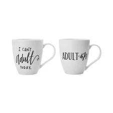 Pfaltzgraff Adult Mugs Set 2 “I Can’t Adult Today” & “Adult-ish” 18 oz