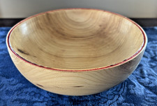 Handcrafted Hand Turned Wooden Bowl Made of Elm Wood 3"x7.75" Signed