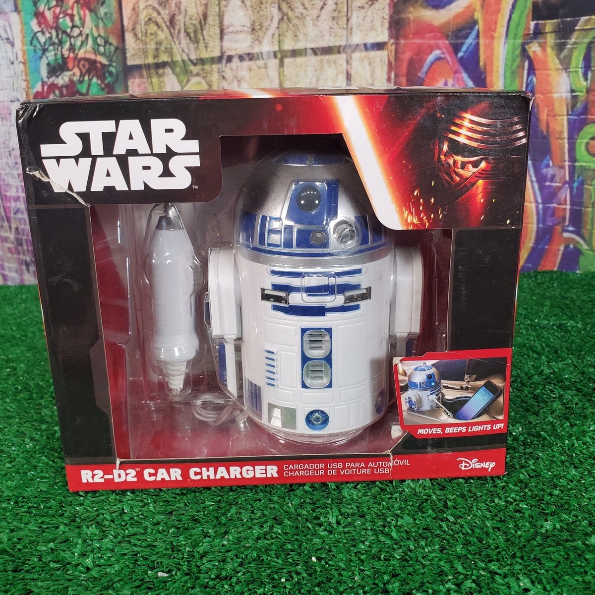 ThinkGeek Star Wars R2-D2 Car Charger - White/Blue for sale online