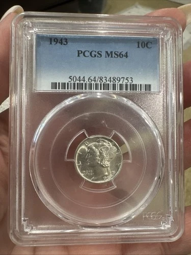 1943 U.S. Mercury Dime 10c Coin MS64 PCGS