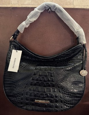 BRAHMIN SMALL KATHLEEN Black Alden Road Leather Shoulder/Hobo NWT $295