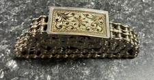 Vintage 32" Long Chrome Motorcycle Chain Fashon Belt Etched Buckle