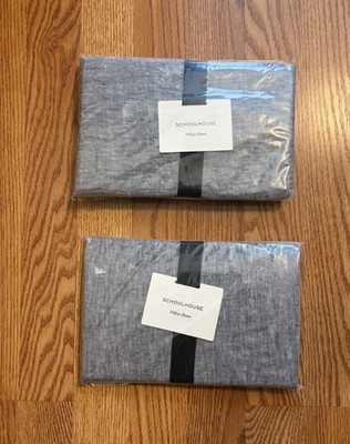 NEW Schoolhouse Linen Standard Pillow Shams (Lot Of 2)
