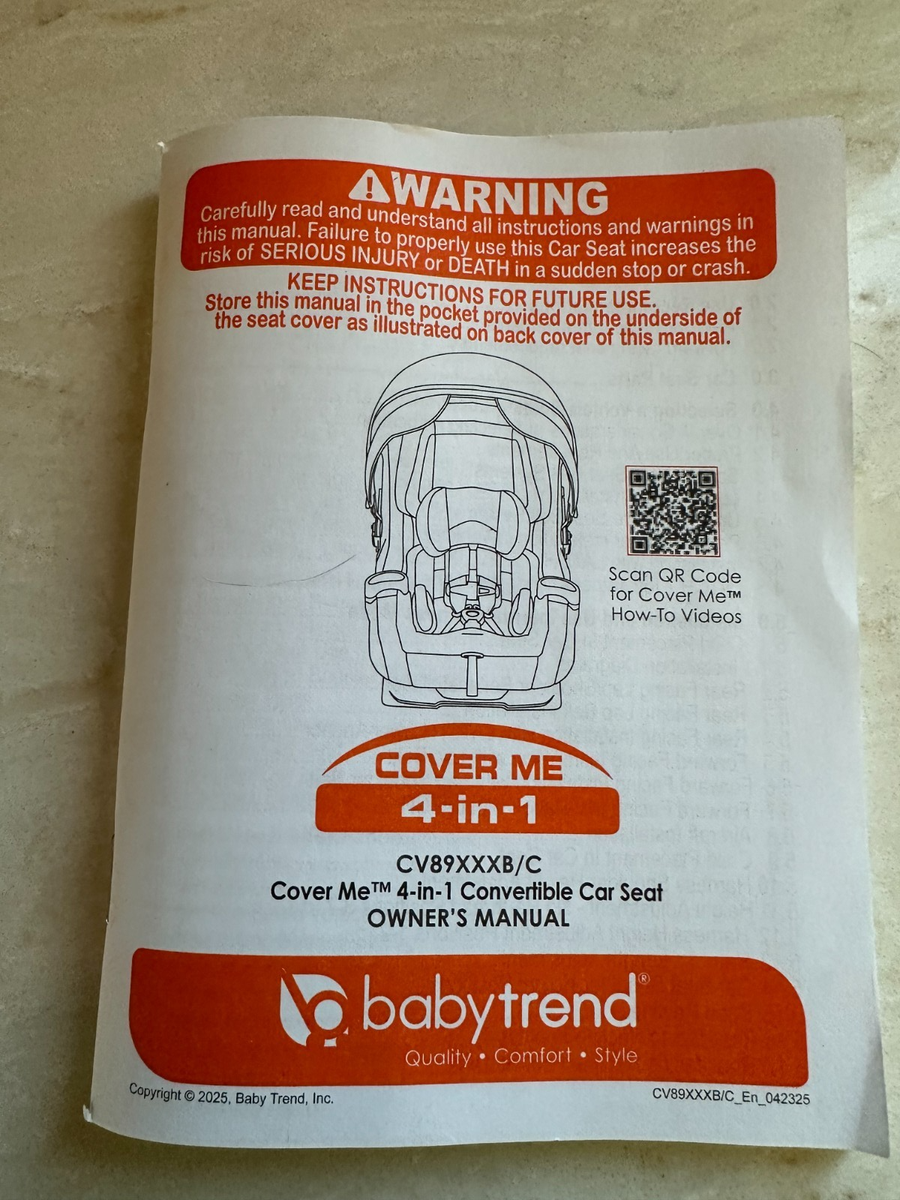 Baby Trend Cover Me 4-in-1 Convertible Car Seat - Black/Grey - CV89D08B |  eBay