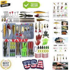 Fishing Lures Kit Set, Baits Tackle Including Crankbaits, Topwater Lures, Spi...