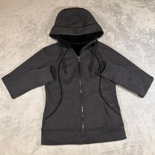 Lululemon Scuba Diva Hoodie Heathered Charcoal Black Piping Size 6