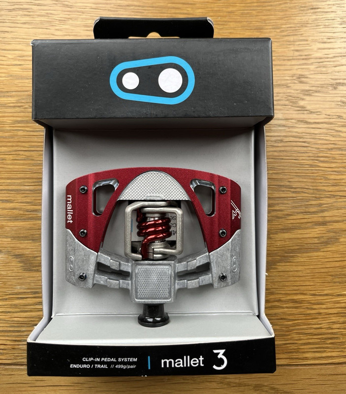 Crankbrothers Mallet 3 Clipless Pedals Raw/Red Silver Aluminium MPN 15989