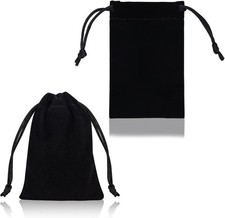 50 Pcs Velvet Jewelry Gift Bags Drawstring Pouches 3X4 Inch Black Party Favors
