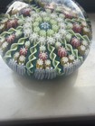 Vintage Perthshire Millefiori 10-Spoke Glass Paperweight - Signed "P" Aqua — photo 4