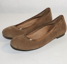 Vionic Anita Croc Suede Ballet Flats Women  s 8 Tan Slip On Comfort Support