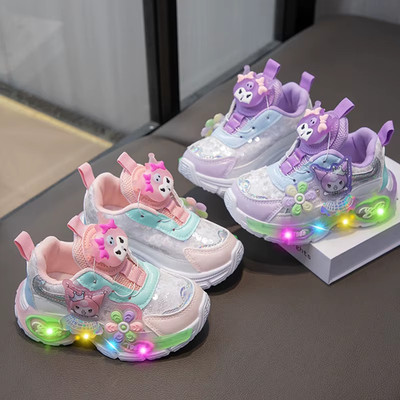 Princess-Themed Spring 2026 Children'S Sports Shoes for Girls with Illuminating 