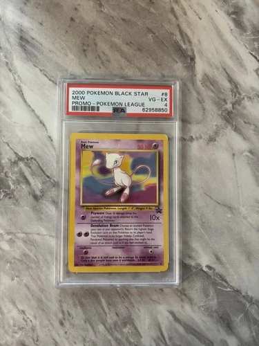 2000 Pokemon Card Pokemon League Promo #8 Black Star MEW, PSA 4
