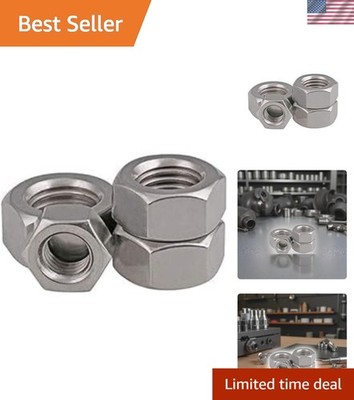 Silver Stainless Steel M10 Left-Hand Thread Hex Nuts - Set of 4 for DIY Projects