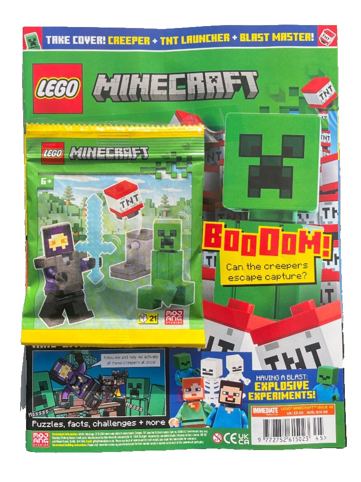 LEGO MINECRAFT MAGAZINE #45 ~ NEW WITH CREEPER + TNT LAUNCHER + BLAST MASTER!