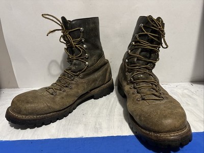 Vintage Herman Survivors Boots 12 Made in USA  Vibram Sole Leather Logger Brown