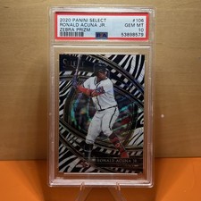 2020 Panini Select Ronald Acuna Jr. SSP Zebra #106 Braves PSA 10 GEM MINT