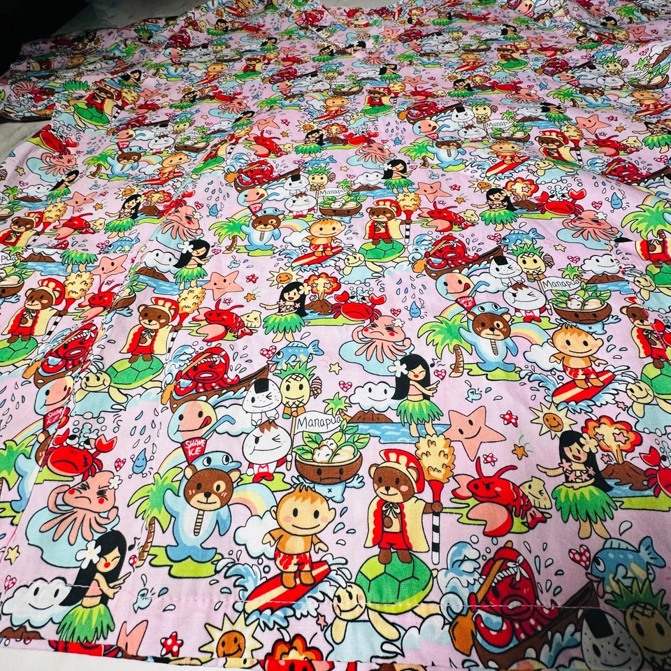 Hawaiian Scrub Top Manapua Women’s Sz 2XL Pineapple Hula Nursing Medical E&K - Image 2 of 4