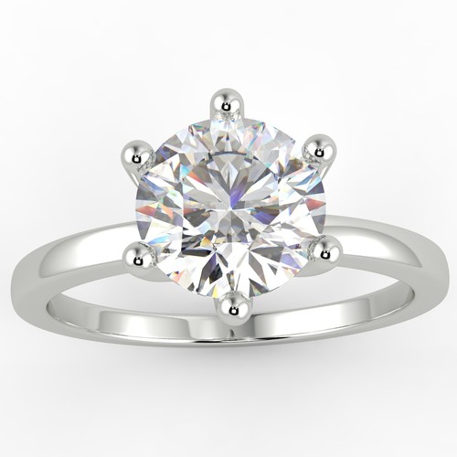 1.06 Ct Round Cut VS1/D Solitaire Diamond Engagement Ring 14K White Gold - Picture 3 of 6