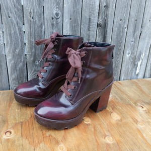 burgundy platform ankle boots