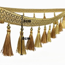 12M Length Fringe Tassel Edging Sewing Trims Retro for Curtain Upholstery Luxury