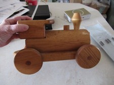 Vintage Wooden All Wood Train Engine wood Rolling Wheels